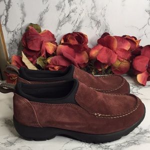 Land’s End Burgundy Suede Slip on Comfort Loafers